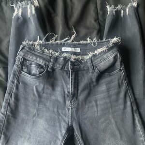 Frayed grunge gray skinny jeans